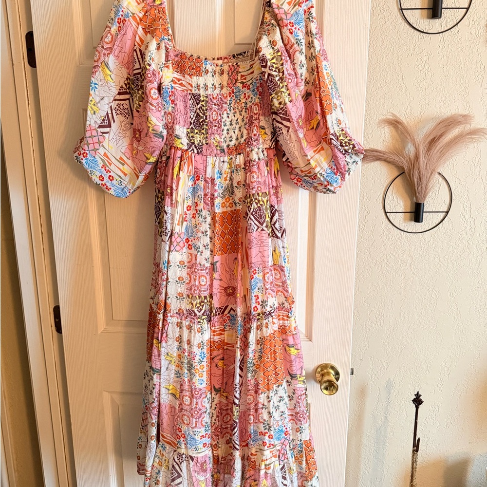 Fate Multicolor Patchwork Long Sleeve Dress